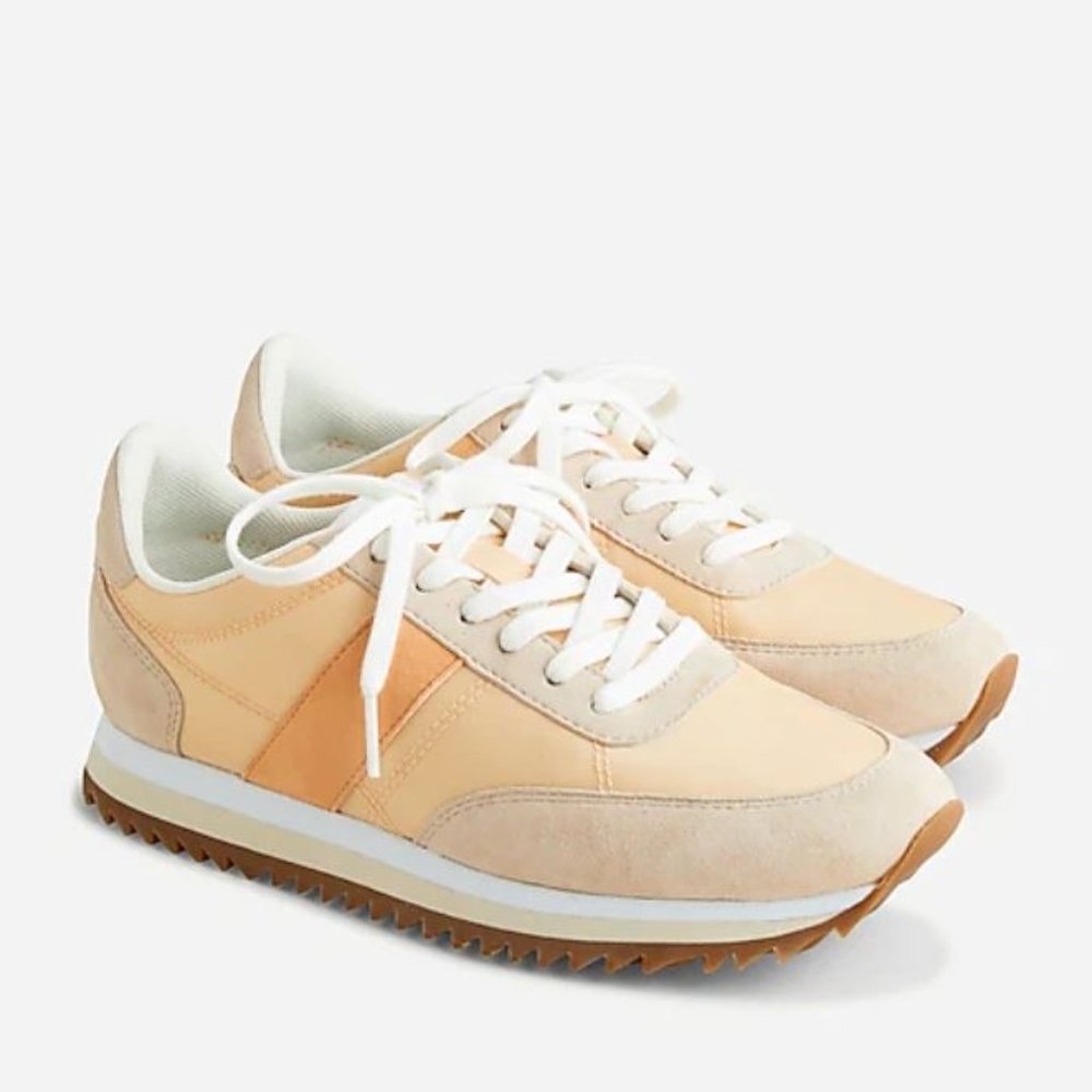 NEW J. Crew Colorblock Trainers Peach Mango in Size 6